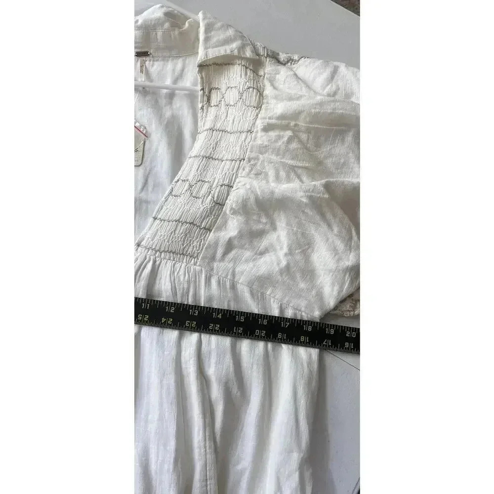 Free People Samantha Shirt Dress Womens Size M Ivory Combo With Pockets NWT - Picture 15 of 15